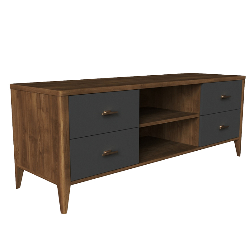 ТВ-тумба с 4 ящиками и полками Tasteful Furniture Антрацит ТВ-тумба с 4 ящиками и полками Tasteful Furniture Антрацит в Твери | Loft Concept