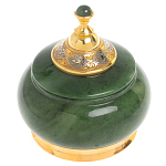 Икорница с крышкой с гравировкой из натурального камня Нефрит Decorative Cavair Dishes варинант исполнения - 1 | Loft Concept в Твери