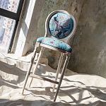Барный стул из массива бука с изображением птиц и цветов Turquoise Beige Chinoiserie Garden Chair варинант исполнения - 7 | Loft Concept в Твери