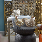 Статуэтка курица с белым цветочным узором и металлическими ножками Rustic Chicken варинант исполнения - 5 | Loft Concept в Твери