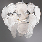 Люстра из белых стеклянных дисков на серебрянном каркасе White Glowing Reflectors варинант исполнения - 7 | Loft Concept в Твери