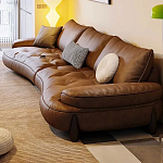 Диван кожаный с каркасом из массива дерева Medieval Furniture варинант исполнения - 4 | Loft Concept в Твери