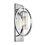 Бра цвета хром с круглой рамой и цилиндрическим прозрачным стеклянным плафоном на прямоугольном основании Feiss варинант исполнения - 1 | Loft Concept в Твери