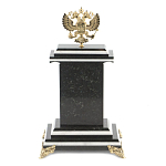 Часы настольные бронзовые с Гербом России из натурального камня Змевик Stone Clock варинант исполнения - 3 | Loft Concept в Твери