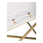 Приставной столик с выдвижным ящиком  White Table Carved Pattern варинант исполнения - 5 | Loft Concept в Твери