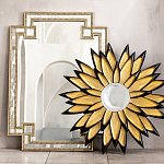 Зеркало-солнце в раме золотого и черного цвета Rays of Peace варинант исполнения - 3 | Loft Concept в Твери