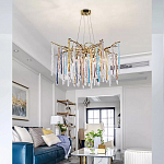 Люстра на подвесе с каркасом из металла и цветными подвесками из стекла Droplet Chandelier варинант исполнения - 1 | Loft Concept в Твери