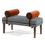 Банкетка Banquette PIED DE POULE Orange с принтом гусиная лапка Оранжевые валики варинант исполнения - 3 | Loft Concept в Твери