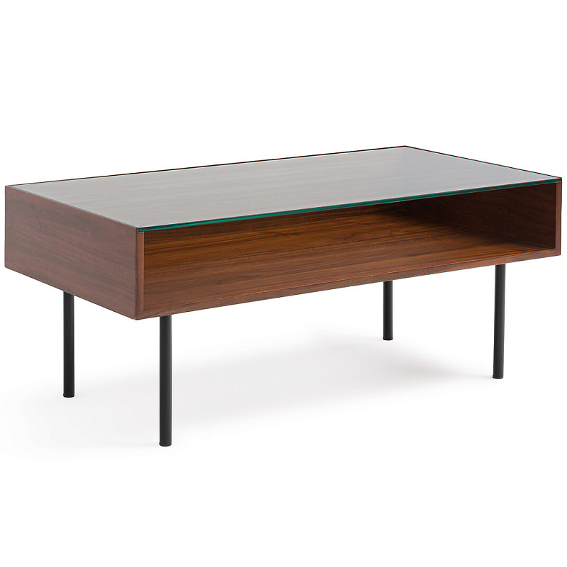 Журнальный стол с витриной Alard Coffee Table Орех Черный Прозрачное Стекло Журнальный стол с витриной Alard Coffee Table Орех Черный Прозрачное Стекло в Твери | Loft Concept