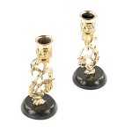 Подсвечники бронзовые на подставке из натурального камня нефрит Stone Candlestick варинант исполнения - 2 | Loft Concept в Твери