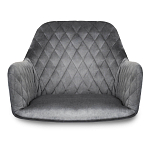 Барный стул со спинкой и подлокотниками на 4-х деревянных ножках Douglas Rhombus Серый Велюр варинант исполнения - 3 | Loft Concept в Твери