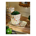 Кашпо с растительным и животным орнаментом на бронзовых ножках Turquoise Blooming Garden варинант исполнения - 8 | Loft Concept в Твери