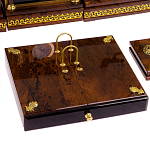 Настольный письменный набор с часами из природного камня обсидиана Royal Set варинант исполнения - 4 | Loft Concept в Твери