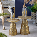 Журнальный столик с конусообразной основой и текстурной поверхностью золотого цвет Ethnic Metal варинант исполнения - 5 | Loft Concept в Твери