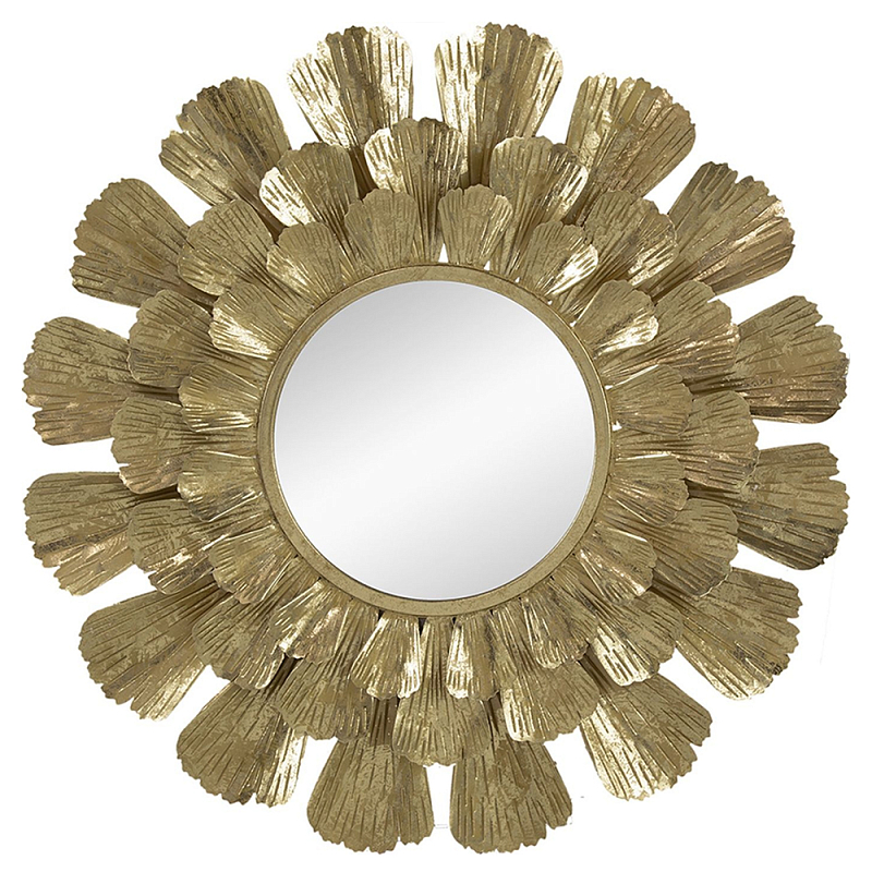 Зеркало круглое настенное в металлической раме Sunny Golden Petals Зеркало круглое настенное в металлической раме Sunny Golden Petals в Твери | Loft Concept