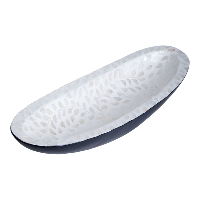 Блюдо декоративное Esmee White Big Белый Синий Блюдо декоративное Esmee White Big Белый Синий в Твери | Loft Concept
