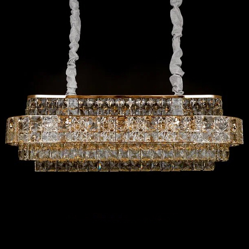 Люстра овальной формы хрустальная в неоклассическом стиле Majesty Золотой Прозрачный Хром в Твери | Loft Concept 