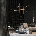 Люстра с 8-ю пересекающимися цилиндрическими плафонами на тонких тросах Trumpet tube варинант исполнения - 8 | Loft Concept в Твери