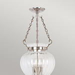 Подвесной светильник цвета никель с прозрачным ребристым стеклянным плафоном в классическом стиле Elstead Lighting варинант исполнения - 3 | Loft Concept в Твери