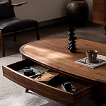 Кофейный стол овальный из дерева с 2-мя ящиками Coffee Walnut Table варинант исполнения - 7 | Loft Concept в Твери