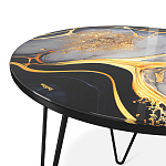 Стол журнальный с круглой столешницей из стекла Gold and Black Marble варинант исполнения - 3 | Loft Concept в Твери