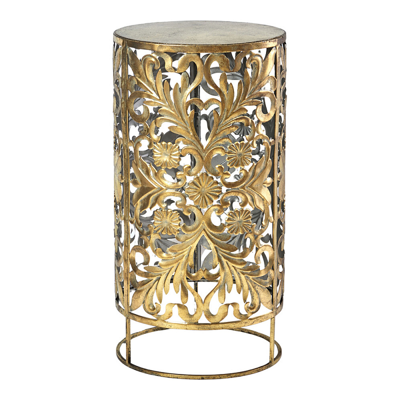 Столик приставной с цветочной резной фактурой Madagascar Золотой в Твери | Loft Concept 