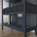 Витрина Primo со стеклянными фасадами и 2 ящиками Черный дуб варинант исполнения - 4 | Loft Concept в Твери