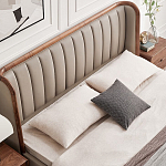 Кровать двуспальная с мягким изголовьем Moon Walnut Bed варинант исполнения - 5 | Loft Concept в Твери