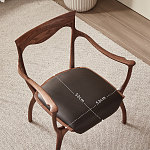 Стул деревянный с мягким сиденьем из коричневой натуральной кожи Moon Walnut Furniture варинант исполнения - 10 | Loft Concept в Твери