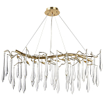 Линейная люстра с хрустальными подвесками в виде капель Droplet Crystal Gold Linear Chandelier 12 варинант исполнения - 1 | Loft Concept в Твери