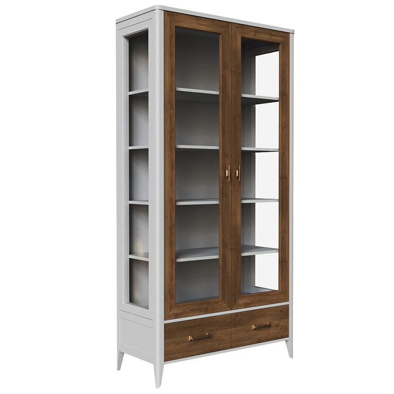 Витрина из массива бука двухдверная Tasteful Furniture Слоновая кость Дуб темный Прозрачное Стекло Витрина из массива бука двухдверная Tasteful Furniture Слоновая кость Дуб темный Прозрачное Стекло в Твери | Loft Concept