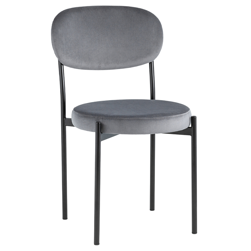Стул с круглым сиденьем на металлическом основании ALFIE CHAIR Grey Серый Черный Стул с круглым сиденьем на металлическом основании ALFIE CHAIR Grey Серый Черный в Твери | Loft Concept