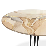 Стол журнальный круглый с бежевой столешницей из стекла Beige Marble варинант исполнения - 3 | Loft Concept в Твери