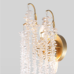 Бра с хрустальными прозрачными подвесками и круглым основанием золотого цвета FAIRYTREE Light варинант исполнения - 3 | Loft Concept в Твери