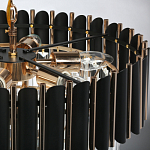 Люстра из черного металла с многоярусными подвесками из прозрачного хрусталя на золотой цепи Empire Black Chandelier Crystal варинант исполнения - 11 | Loft Concept в Твери