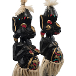Комплект из 2-х деревянных статуэток Asmat Straw Headdress Statuettes Multicolor варинант исполнения - 5 | Loft Concept в Твери