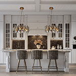 Люстра подвесная круглая с овальными подвесками из стекла дымчатого цвета Harlow Crystal Round варинант исполнения - 6 | Loft Concept в Твери