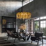 Люстра круглая подвесная с металлическими дугами и длинными цепочками 80 см Atlantis Chain варинант исполнения - 17 | Loft Concept в Твери