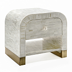 Тумбочка прикроватная с ящиком Tofino White Bone Inlay  Bedside Cabinet   варинант исполнения - 3 | Loft Concept в Твери