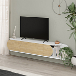 ТВ-тумба подвесная белая с полкой и откидной дверцей цвета древесины TONE TV STAND WHITE варинант исполнения - 2 | Loft Concept в Твери