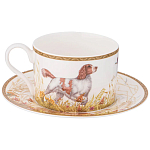 Чайная пара из фарфора с изображением собаки и зайцев 300 мл Hunting Porcelain Collection 2 варинант исполнения - 1 | Loft Concept в Твери