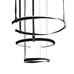 Люстра подвесная с 3-мя кольцами из кожаных ремней черного цвета Half Ring Horizontal  варинант исполнения - 1 | Loft Concept в Твери