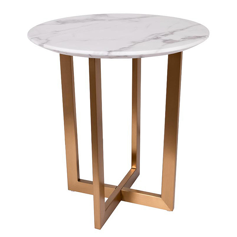 Столик журнальный круглый с белый столешницей Marsali Coffee Table Белый Золотой Столик журнальный круглый с белый столешницей Marsali Coffee Table Белый Золотой в Твери | Loft Concept