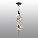 Подвесной светильник с 2-мя прозрачными стеклянными плафонами и золотистыми центральными вставками Virelia  варинант исполнения - 4 | Loft Concept в Твери