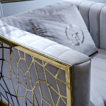 Кресло велюровое серое с фактурным каркасом золотистого цвета Best Traits варинант исполнения - 3 | Loft Concept в Твери