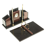 Настольный письменный набор из лемезита и змеевика с часами Royal Accessory варинант исполнения - 2 | Loft Concept в Твери