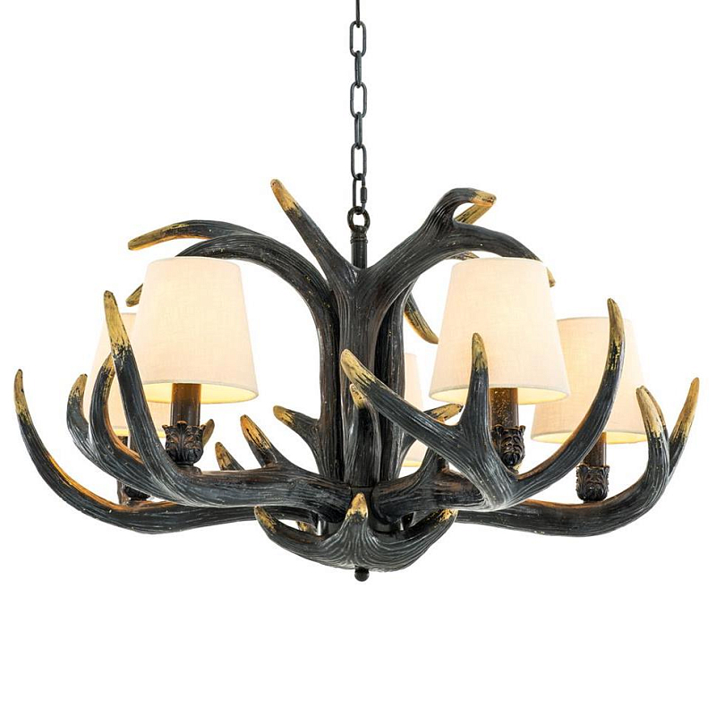 Люстра Eichholtz Chandelier Horn S Черный Кремовый в Твери | Loft Concept 