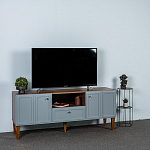 ТВ-тумба серая из массива бука с 2-мя дверками и ящиком Wenge Light варинант исполнения - 7 | Loft Concept в Твери