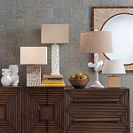 Настольная лампа с белым каркасом и тканевым абажуром Natural Stems варинант исполнения - 4 | Loft Concept в Твери