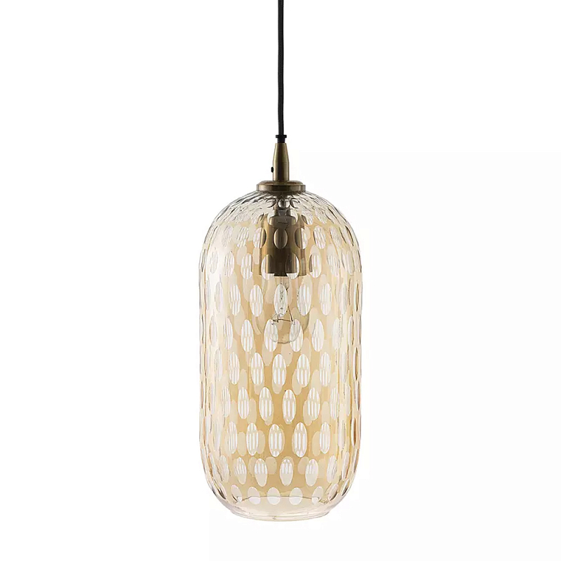 Подвесной светильник с плафоном из затемненного стекла с рельефным узором Glass lampshade with Relief Pattern Янтарный Подвесной светильник с плафоном из затемненного стекла с рельефным узором Glass lampshade with Relief Pattern Янтарный в Твери | Loft Concept